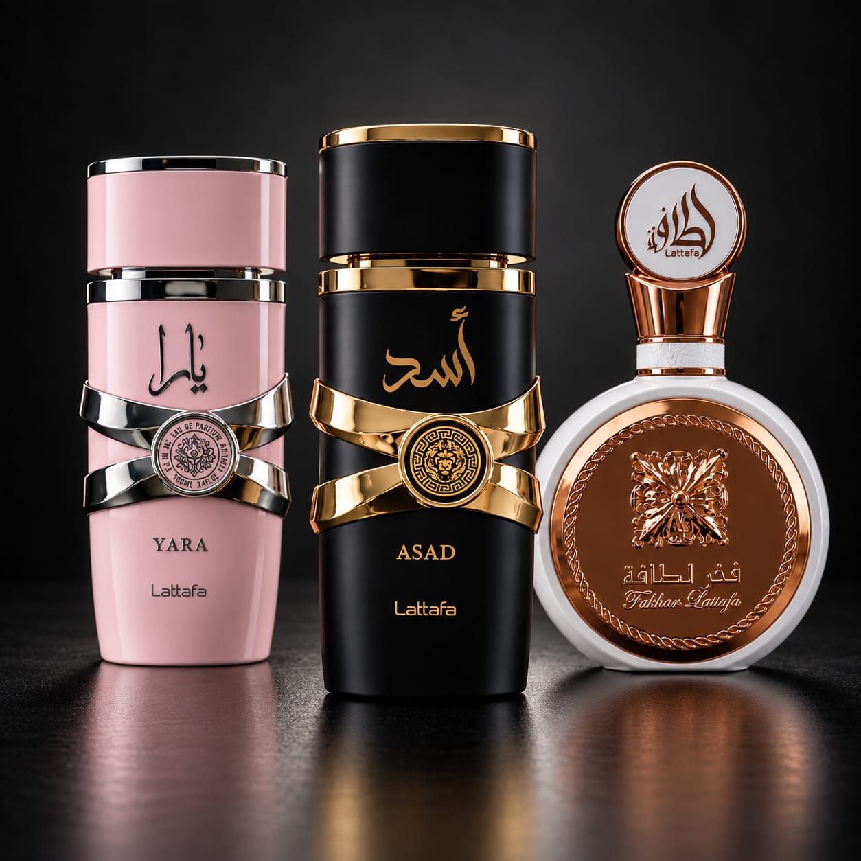 Perfumes Yara, Asad e Fakhar Lattafa lado a lado
