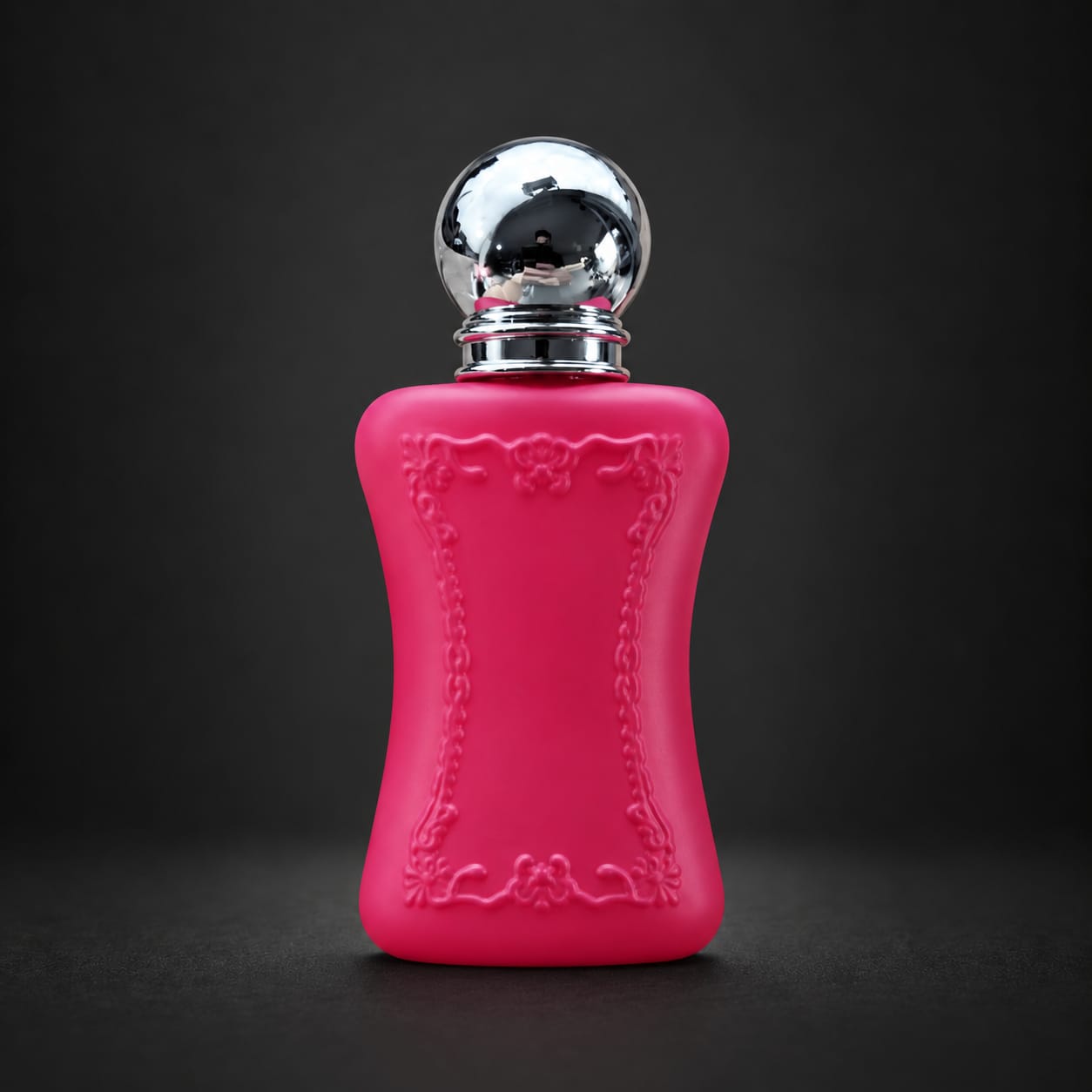 Frasco rosa fosco com tampa esférica cromada do perfume D'Hermosa NO. 1029